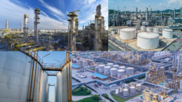 collage of tanks and refineries